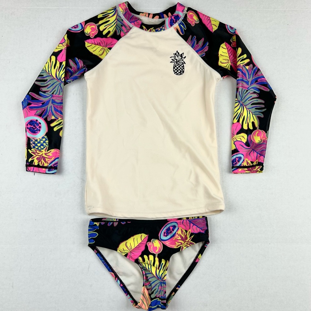 JC Penny's Floral Rash-Guard Floral Girls Bathing Suit